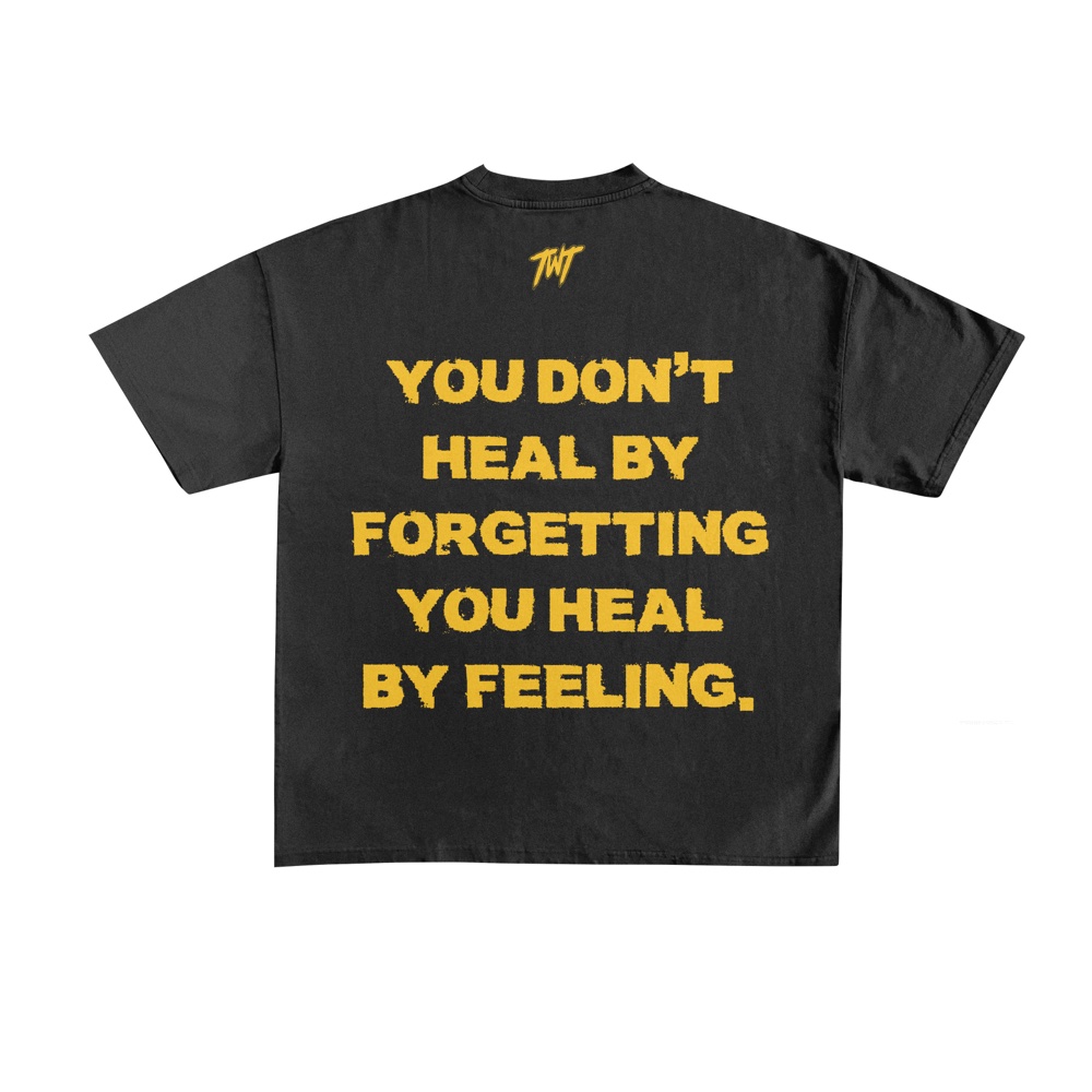 Heal to Feel Tee, black and yellow, back